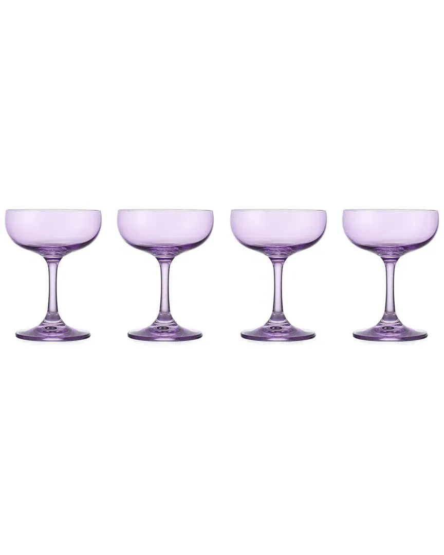 Veneto Set of 4 Champagne Coupes - Amethyst, Crystal