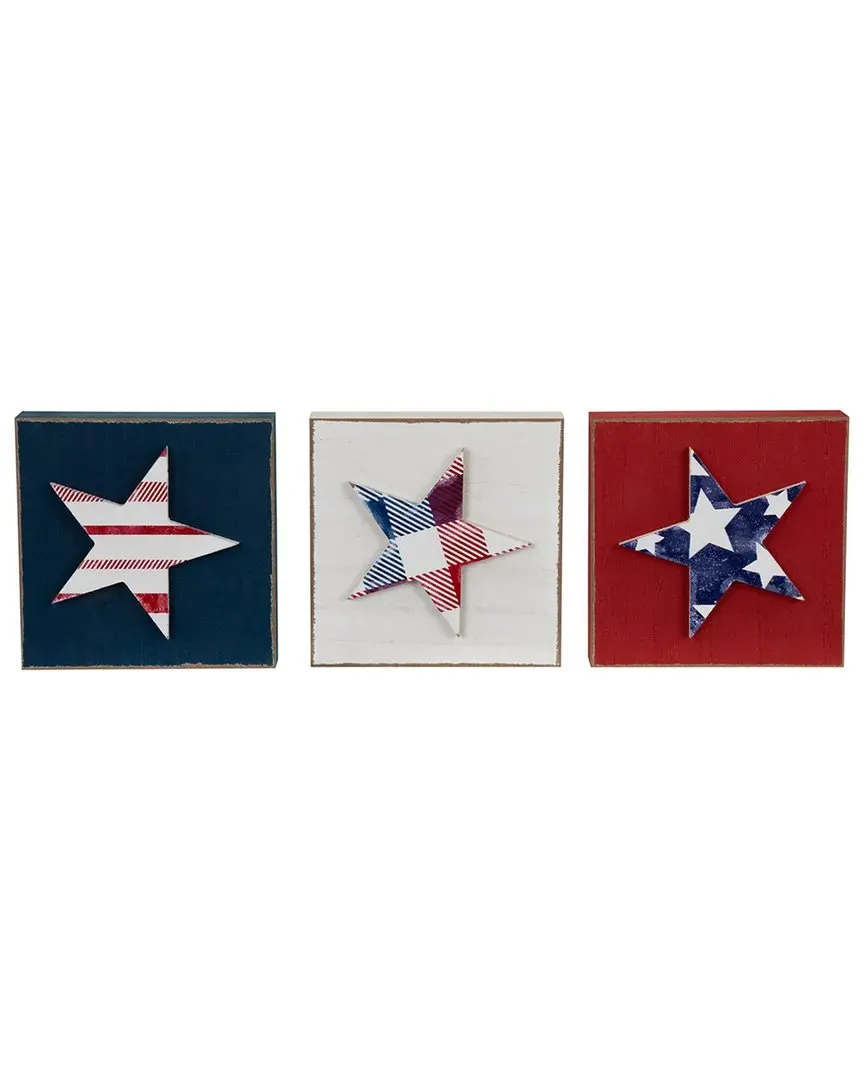 Northlight Wooden Patriotic Plaques Set of 3 - Red image
