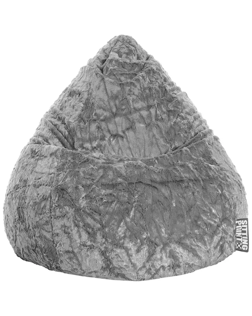 Fluffy Bean Bag Chair - Grey, Faux Fur image