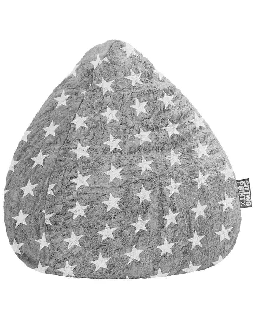 Fluffy Stars Bean Bag Chair - Gray, Faux Fur image