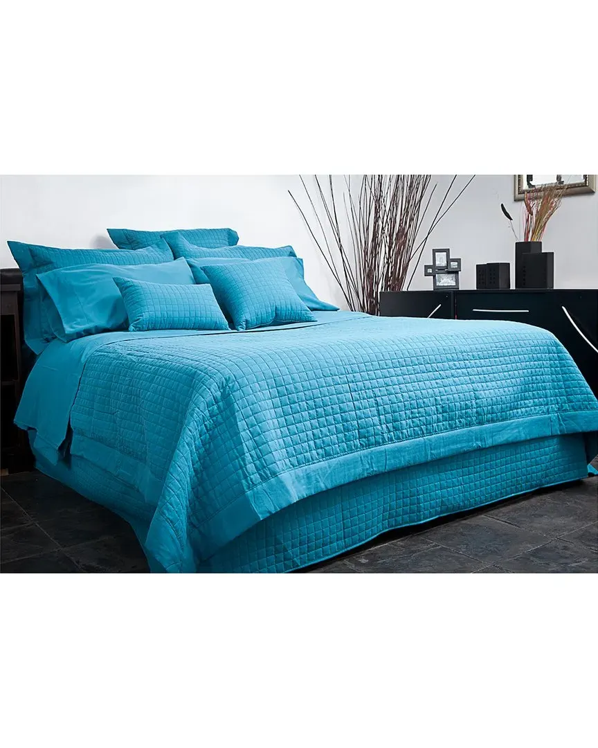 Grid Quilted Duvet Cover Set - Teal, Microfiber