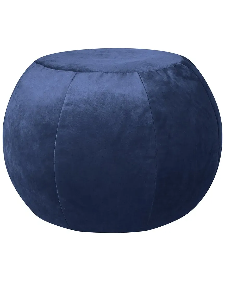 Plump Round Velvet Pouf - Indigo Blue