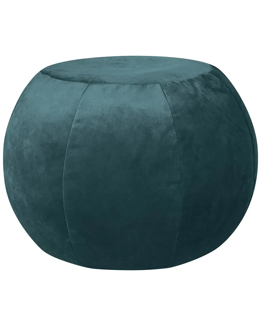 Plump Round Velvet Pouf - Petrol