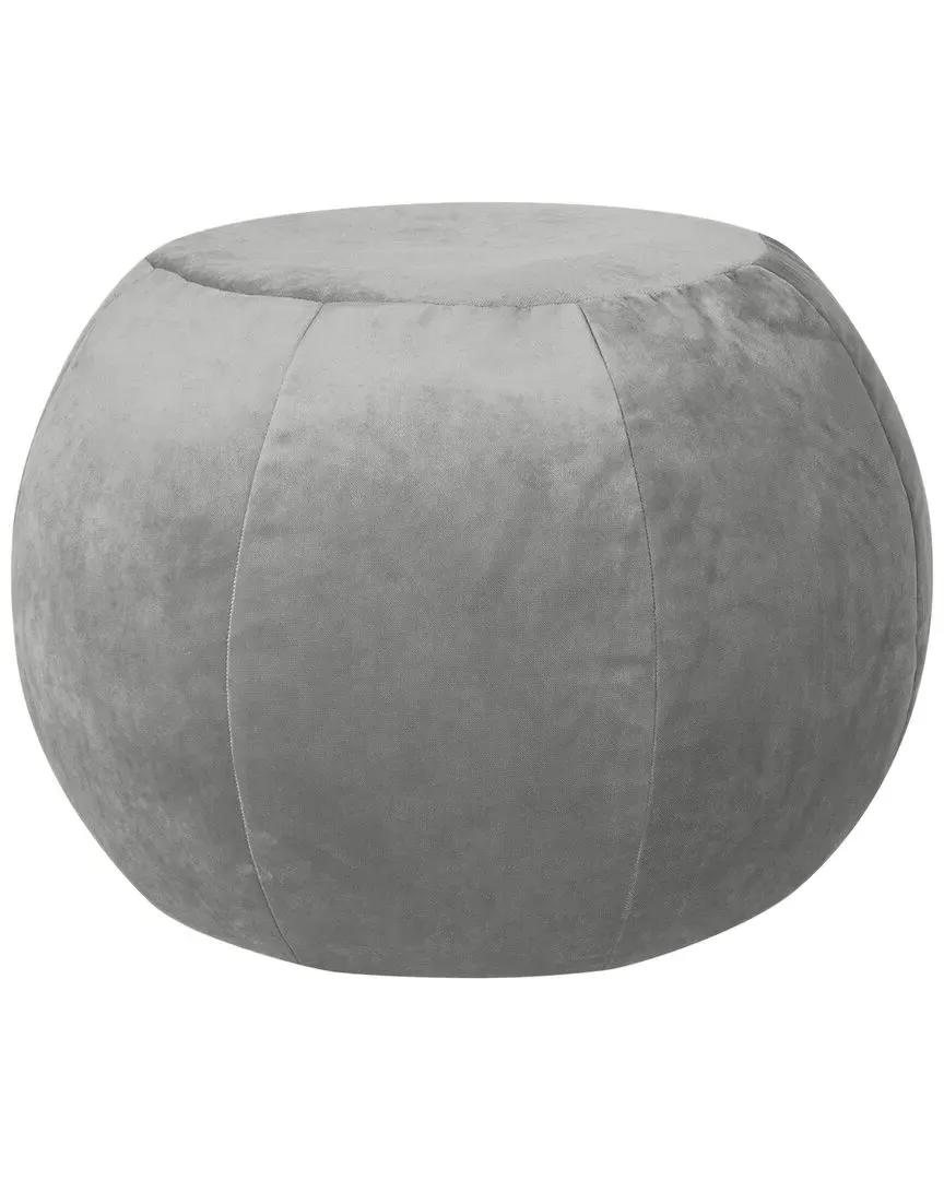 Plump Round Velvet Pouf - Silver