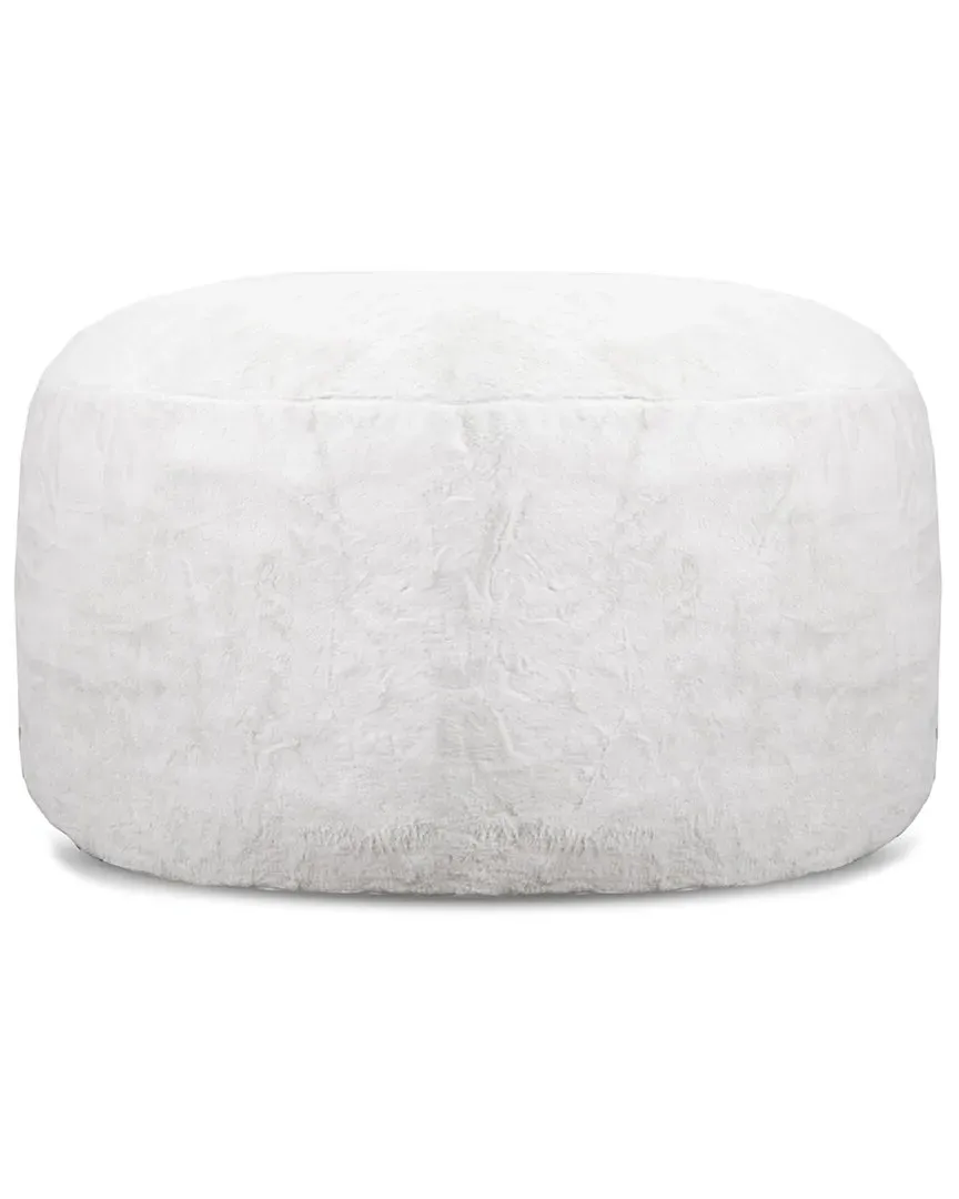 Simcoe 4Ft Bean Bag Chair - White, Faux Rabbit Fur