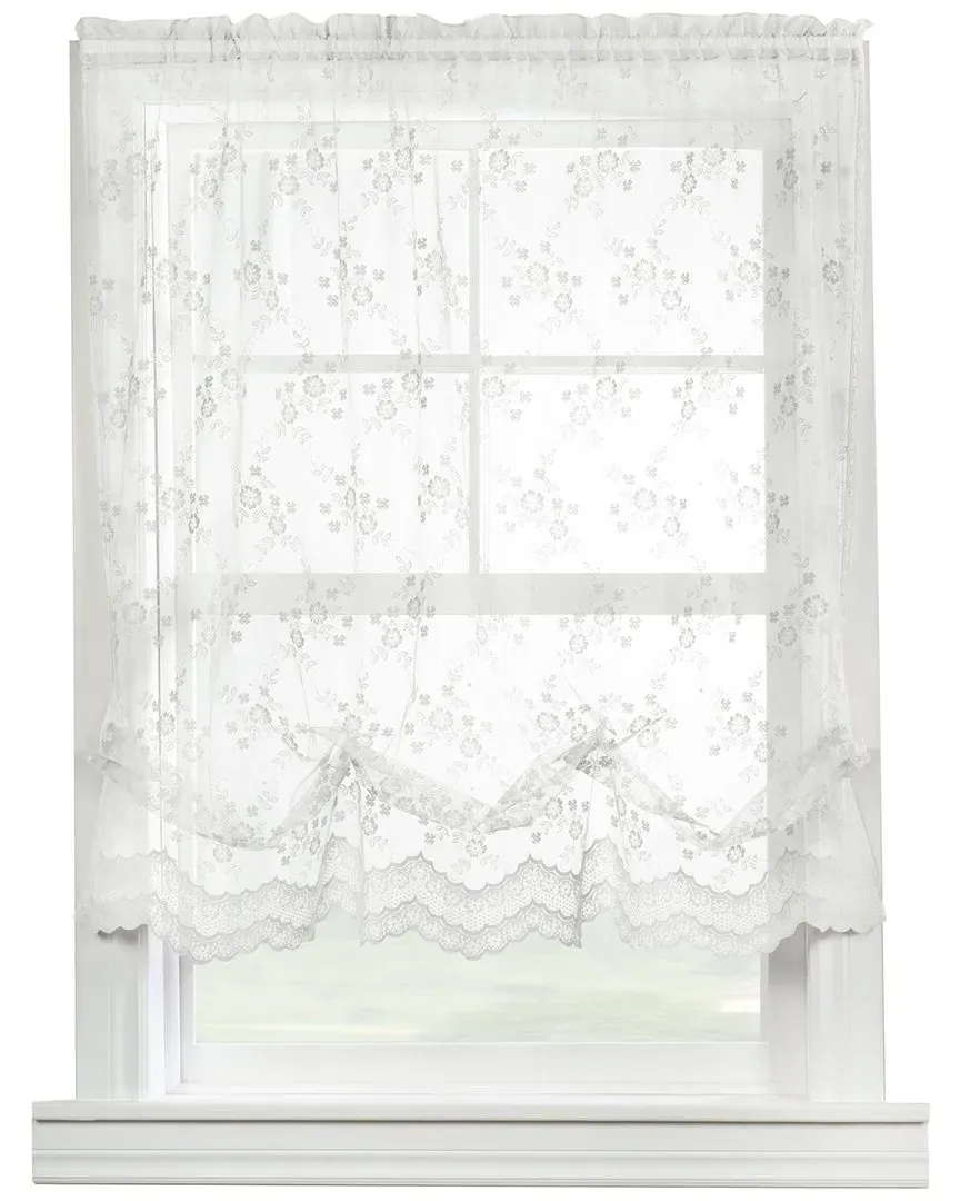 Mona Lisa Rod Pocket Balloon Curtain - White, Polyester