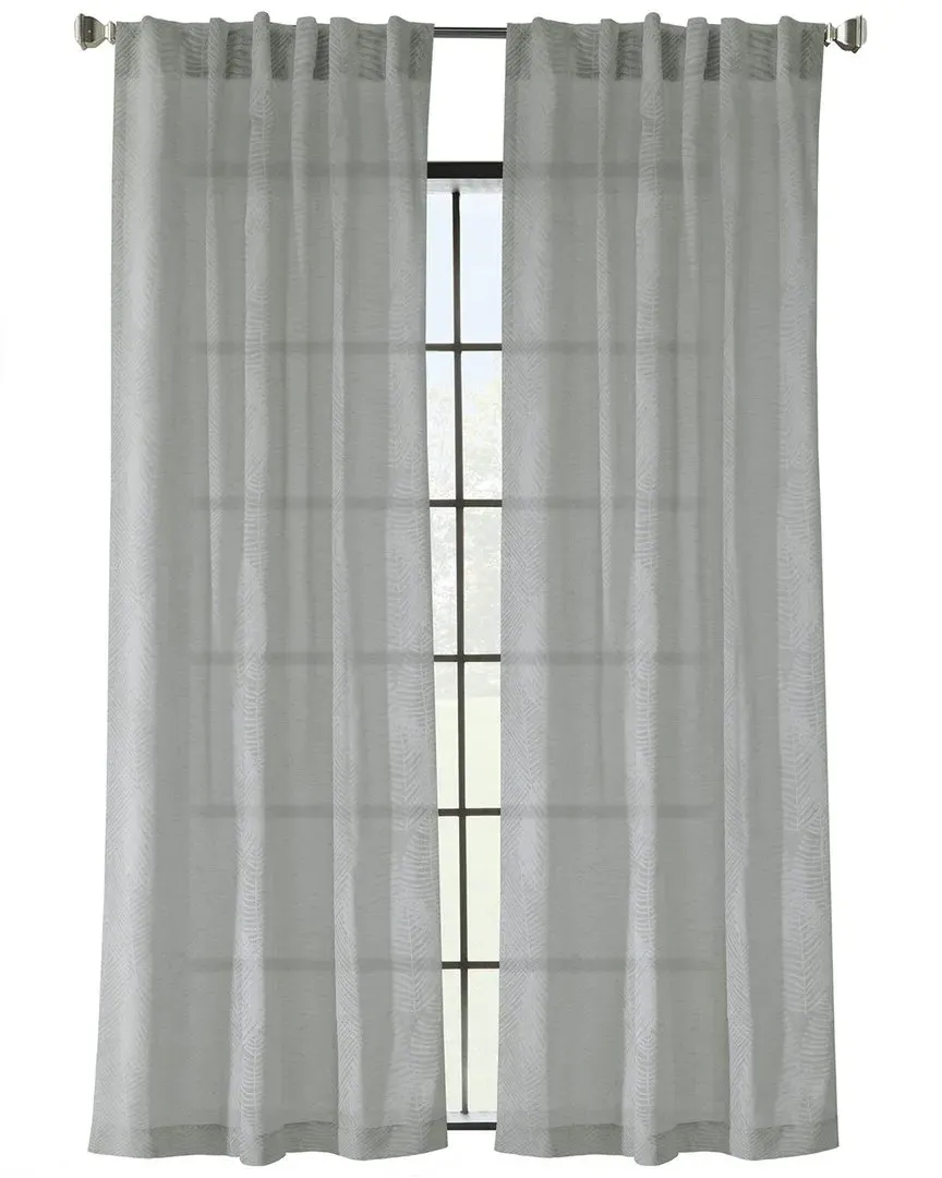 Trenton Faux Linen Dual Header Curtain Panel - Grey image