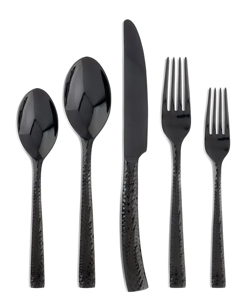 Paris Hammered 20-Piece Flatware Set - Gunmetal, Stainless Steel