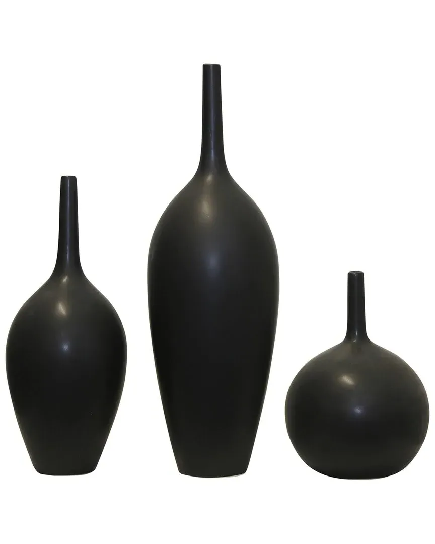 Set of 3 Porter Vases - Matte Black, Ceramic image