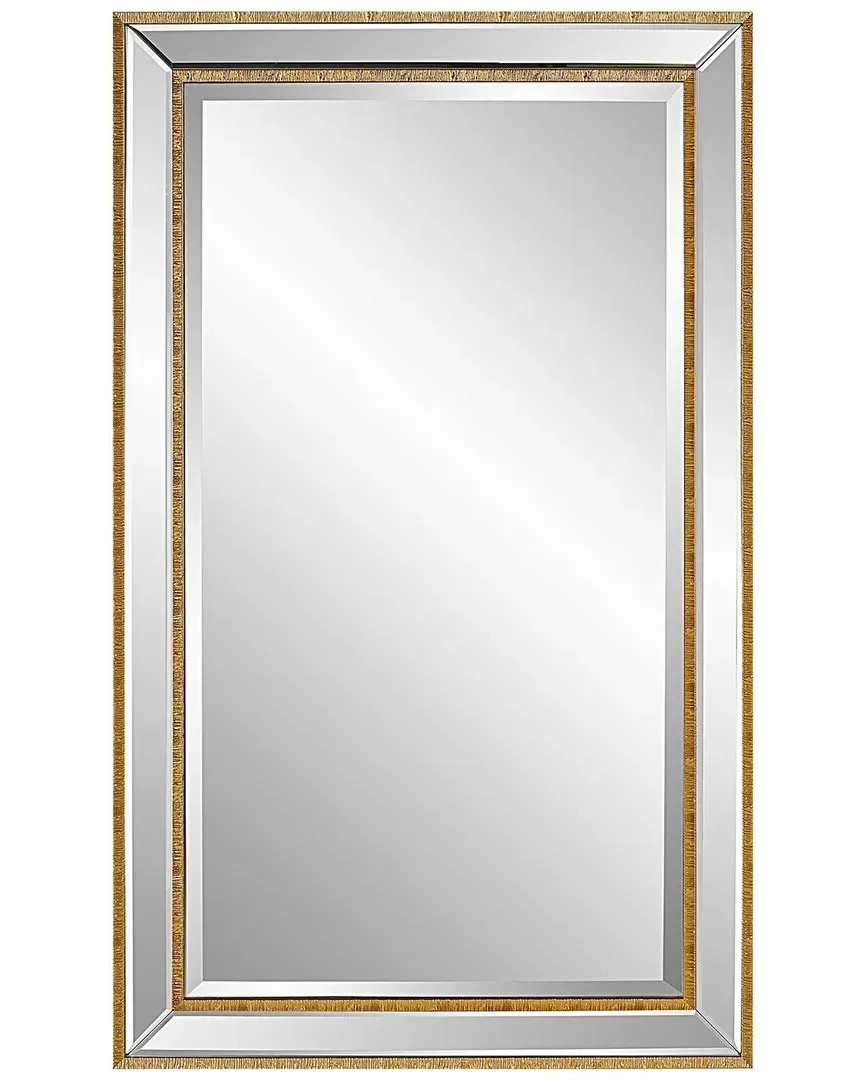 Beveled Mirror with Textured Frame - Gold