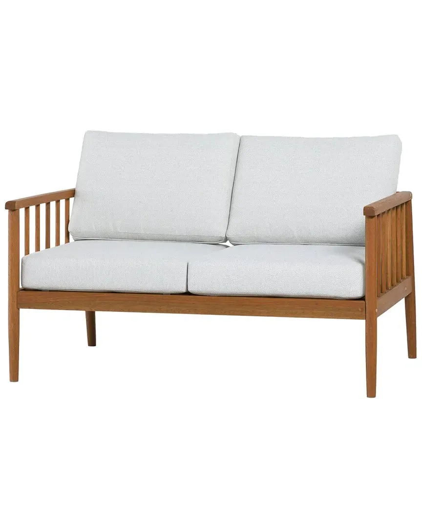 Cushioned Eucalyptus Patio Loveseat - Brown
