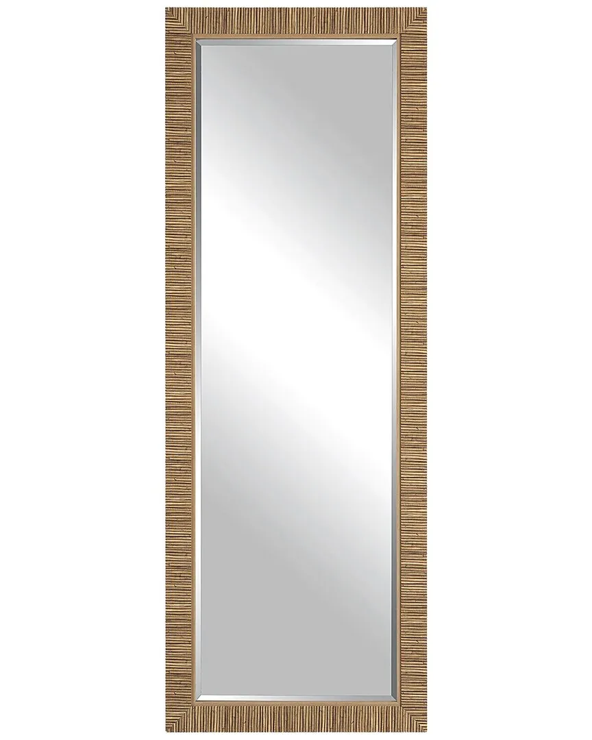 Faux Textured Wrap Framed Long Mirror - Woodtone