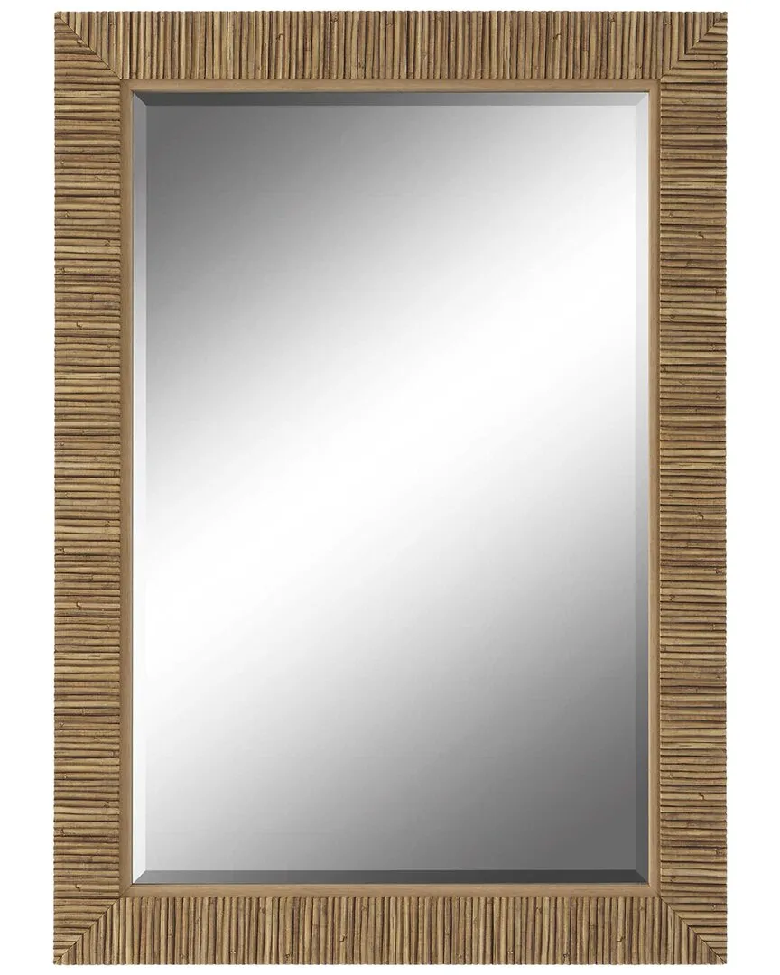 Faux Textured Wrap Framed Mirror - Woodtone image