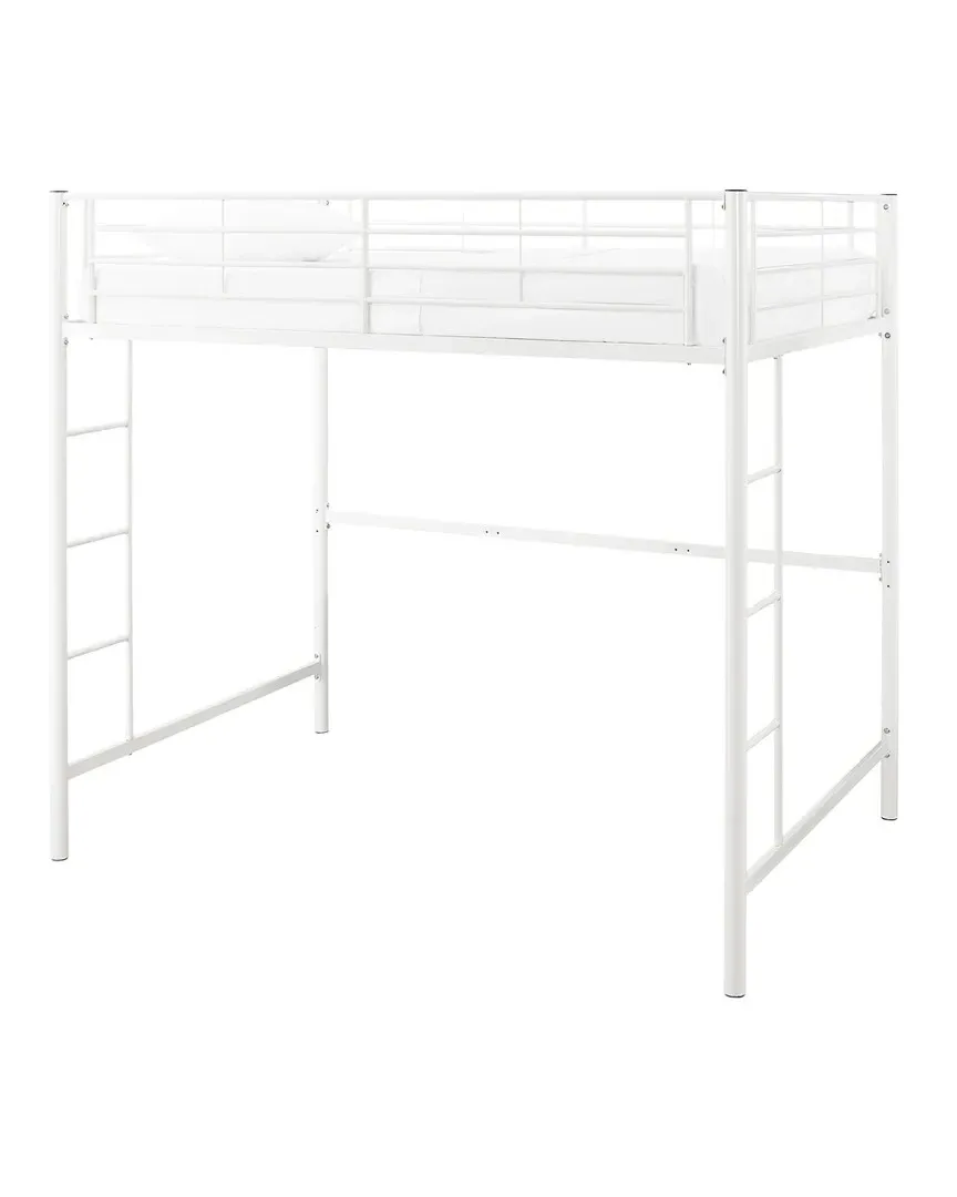 Full Size Metal Loft Bed - White