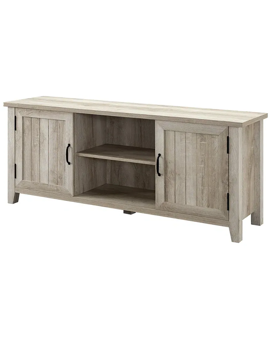 Hewson 58in Farmhouse Wood Grooved Door Media Console - White Oak image