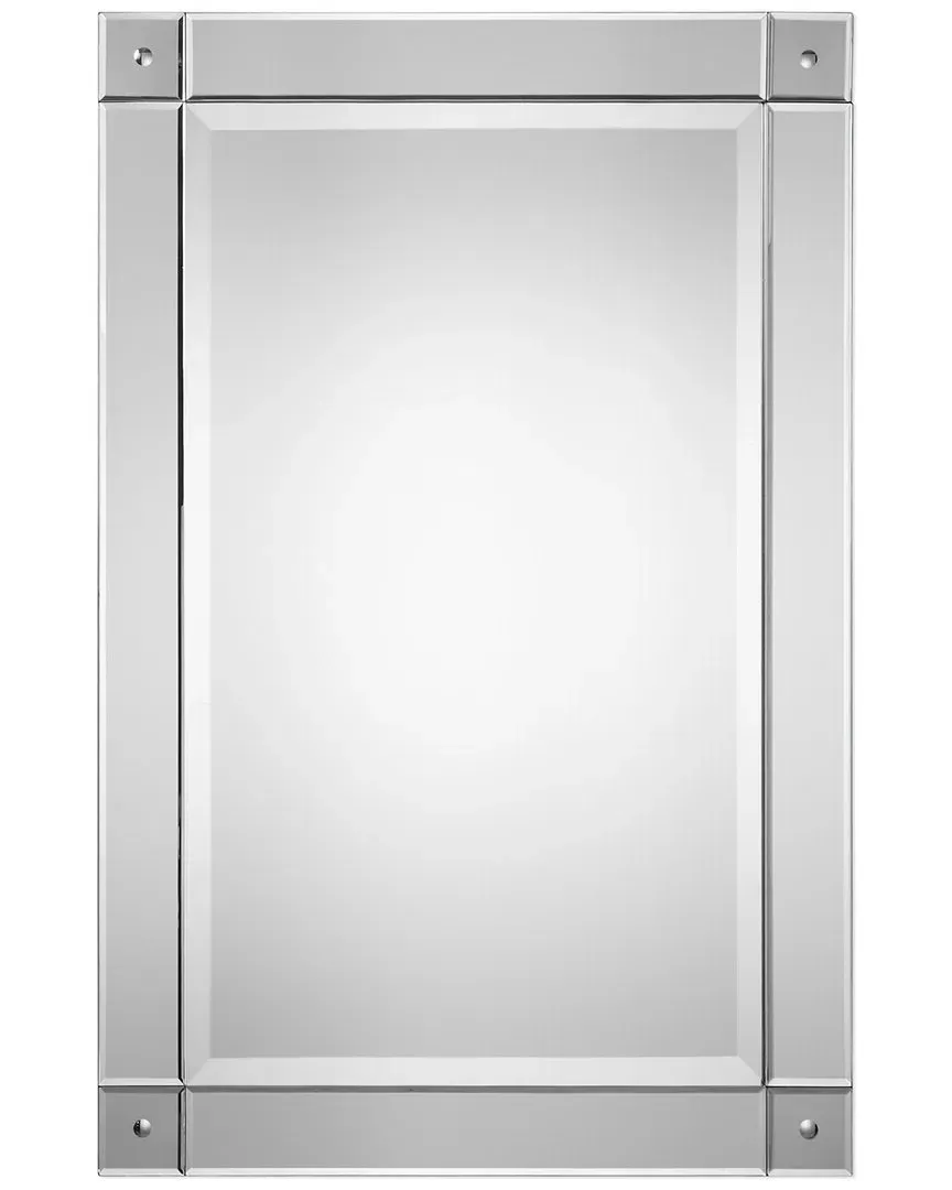 Hewson Frameless Beveled Mirror with Decorative Details - Silver image