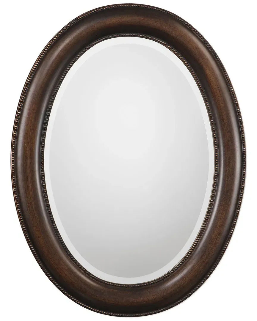 Oval Mirror with Beaded Frame - Bronze, Gold image
