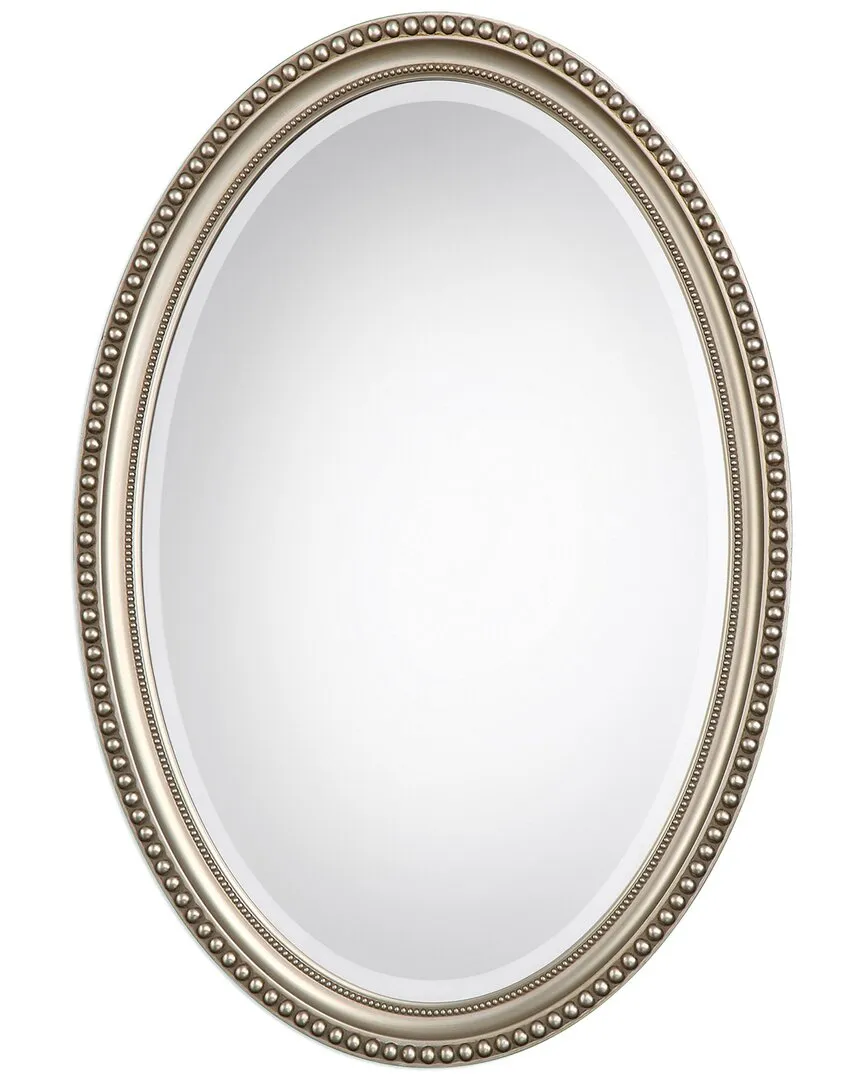 Round Mirror with Brown Antiquing - Silver image