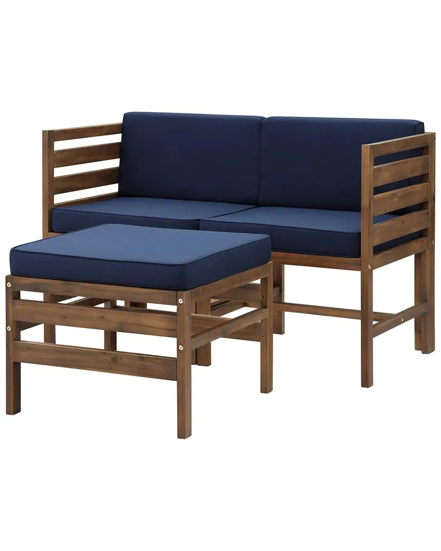 Sanibel Modular Acacia Patio Arm Chairs And Ottoman - Brown image