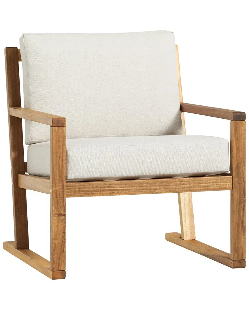 Slat-Back Patio Accent Chair - Beige, Acacia Wood image