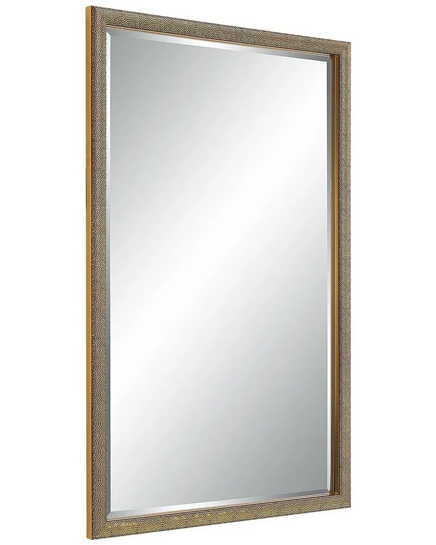 Textured Frame Beveled Mirror - Gold