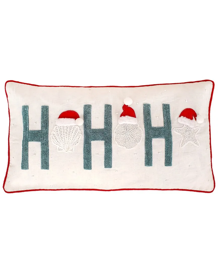 14x26 Ho Ho Ho Coastal Christmas Pillow - Beige, Cotton image