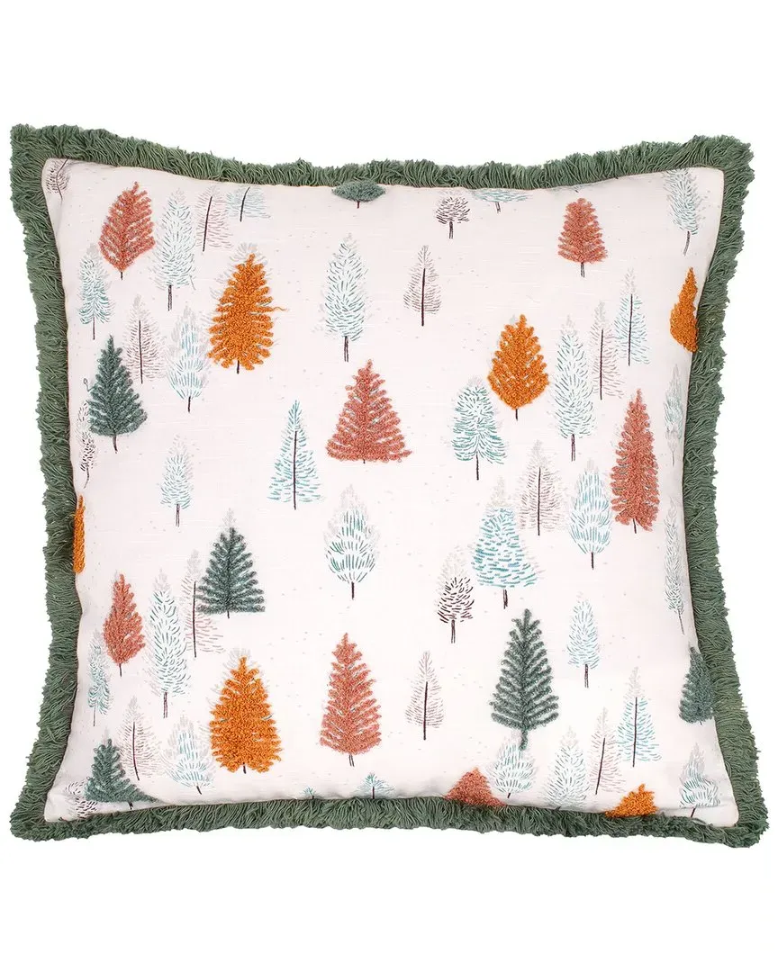 18x18 Whimsical Forest Trees Pillow - Green image