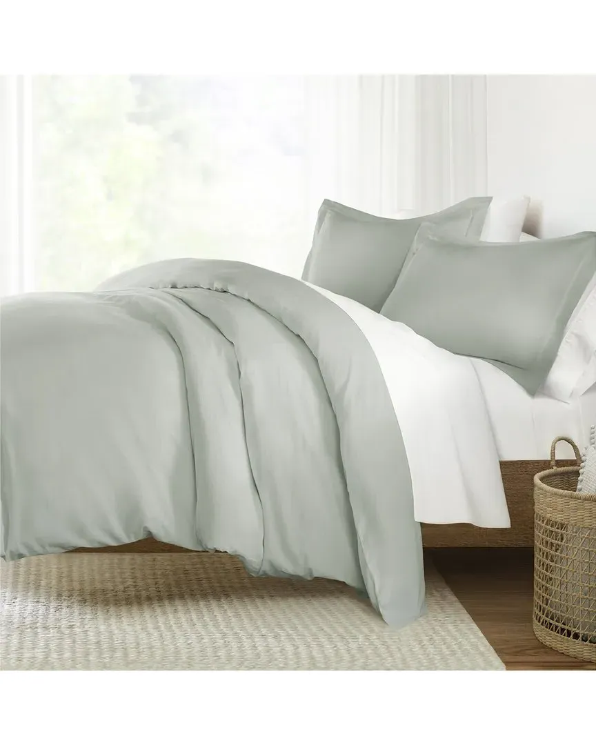 300 Thread Count Brushed Sateen Cotton Duvet Cover Set - Green