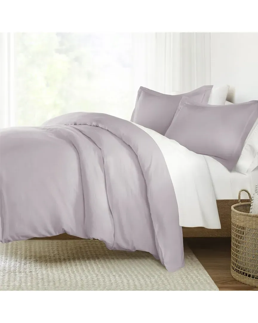 300 Thread Count Brushed Sateen Cotton Duvet Cover Set - Pink image