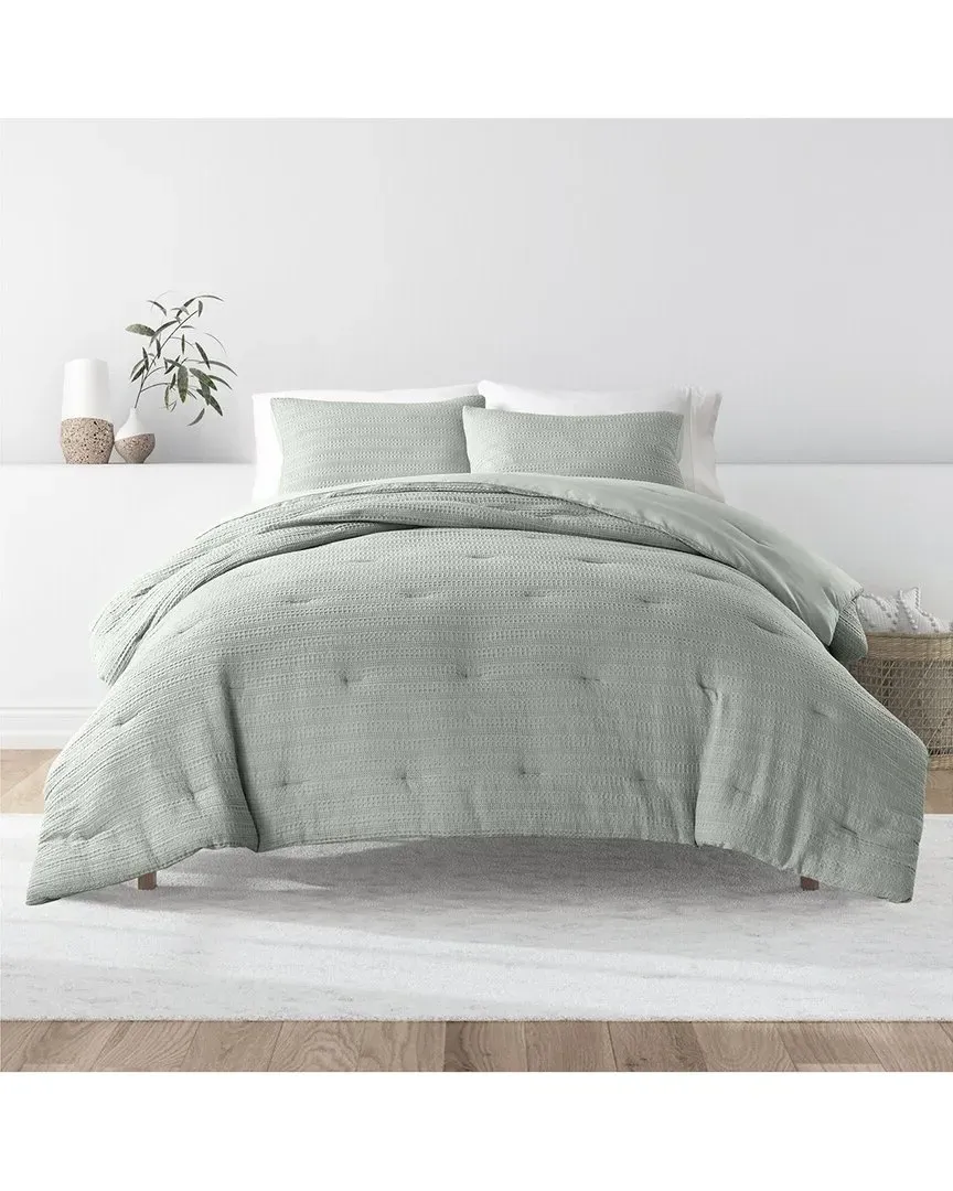 All Season Down-Alternative Waffle Textured Comforter Set - Green Mist