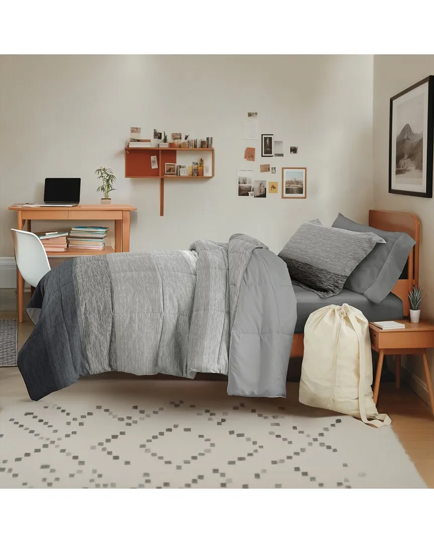 Campus Ready Twin XL Bedding Bundle - Gray, Microfiber