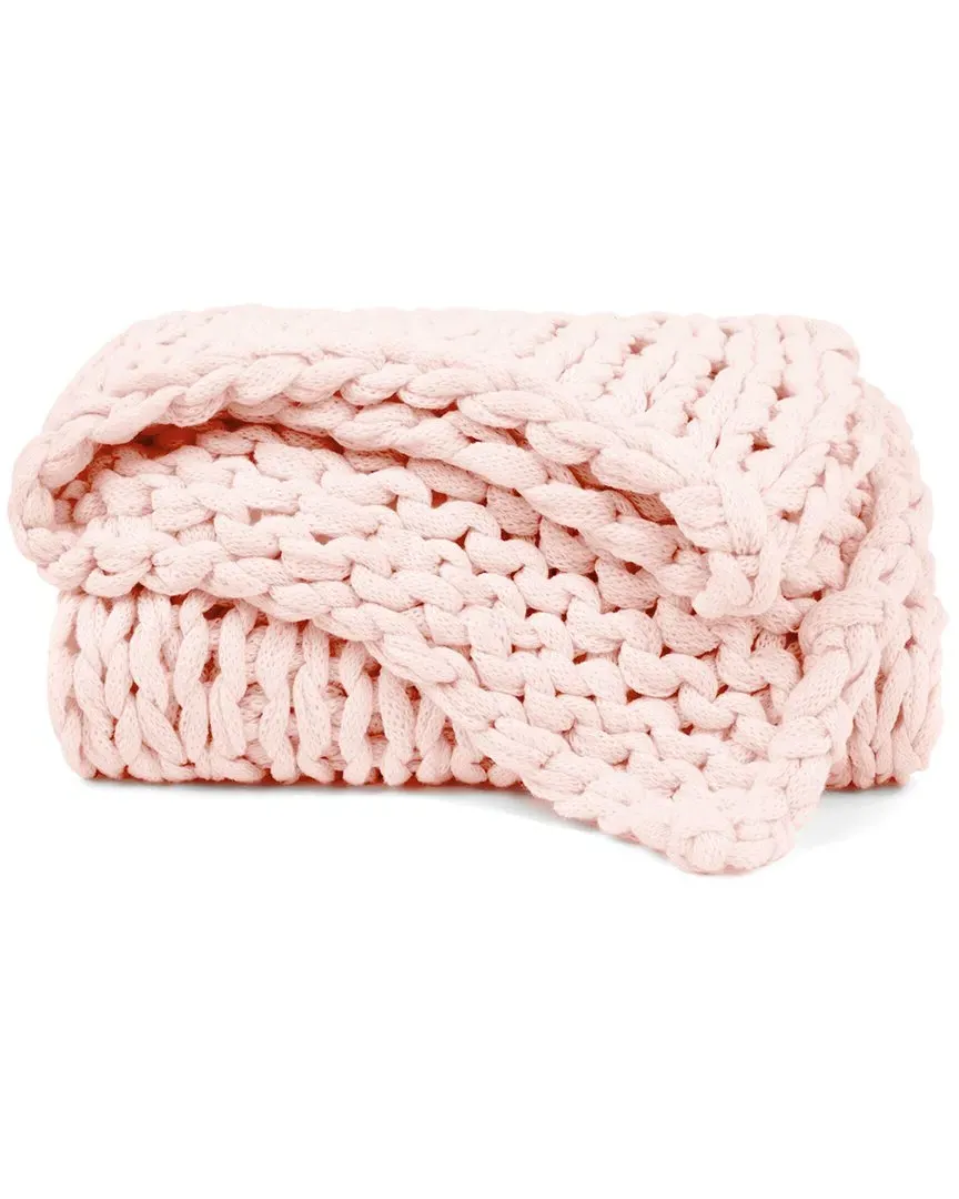 Chunky Knit Throw Blanket - Blush, Acrylic