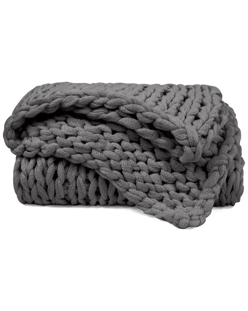 Chunky Knit Throw Blanket - Gray, Acrylic