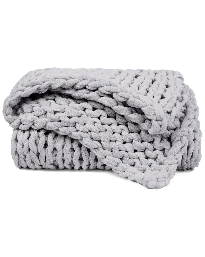 Chunky Knit Throw Blanket - Grey, Acrylic