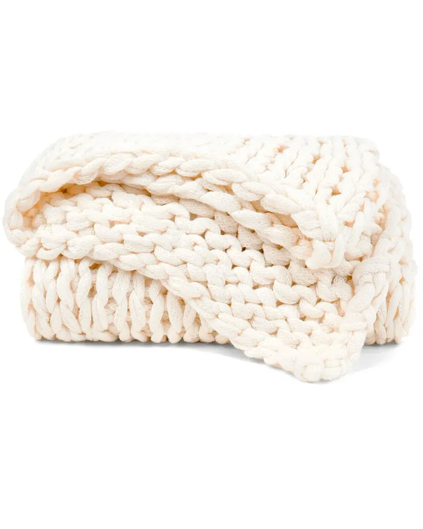 Chunky Knit Throw Blanket - Ivory, Acrylic
