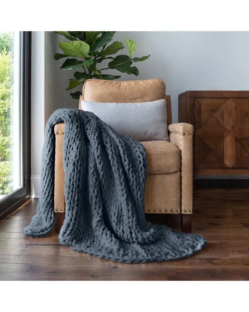 Chunky Knit Throw Blanket - Stone, Acrylic