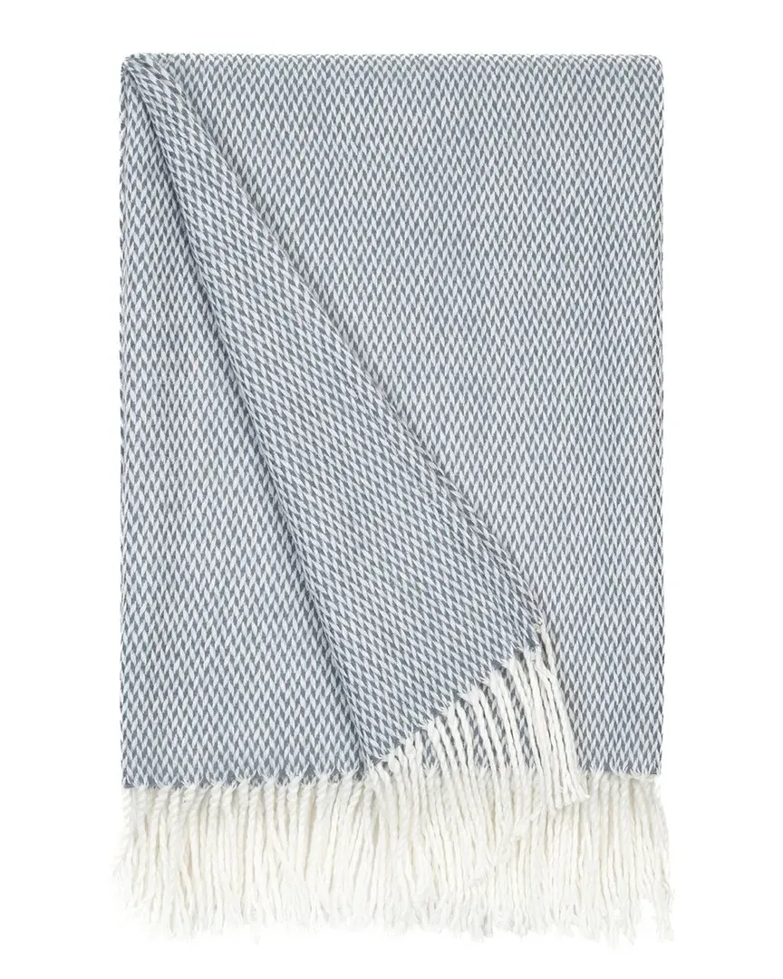 Herringbone Throw Blanket with Fringes - Blue, Acrylic image