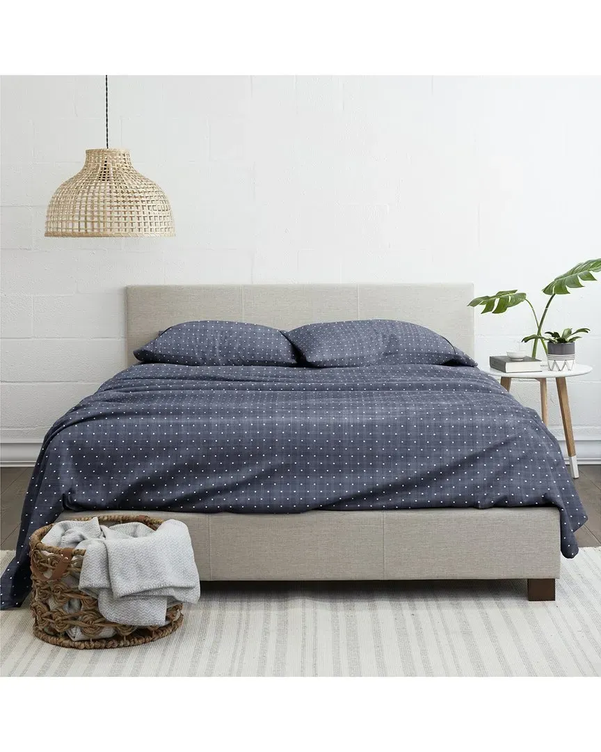 ienjoy Home Polka Dot 4-Piece Bed Sheet Set - Navy, Microfiber image