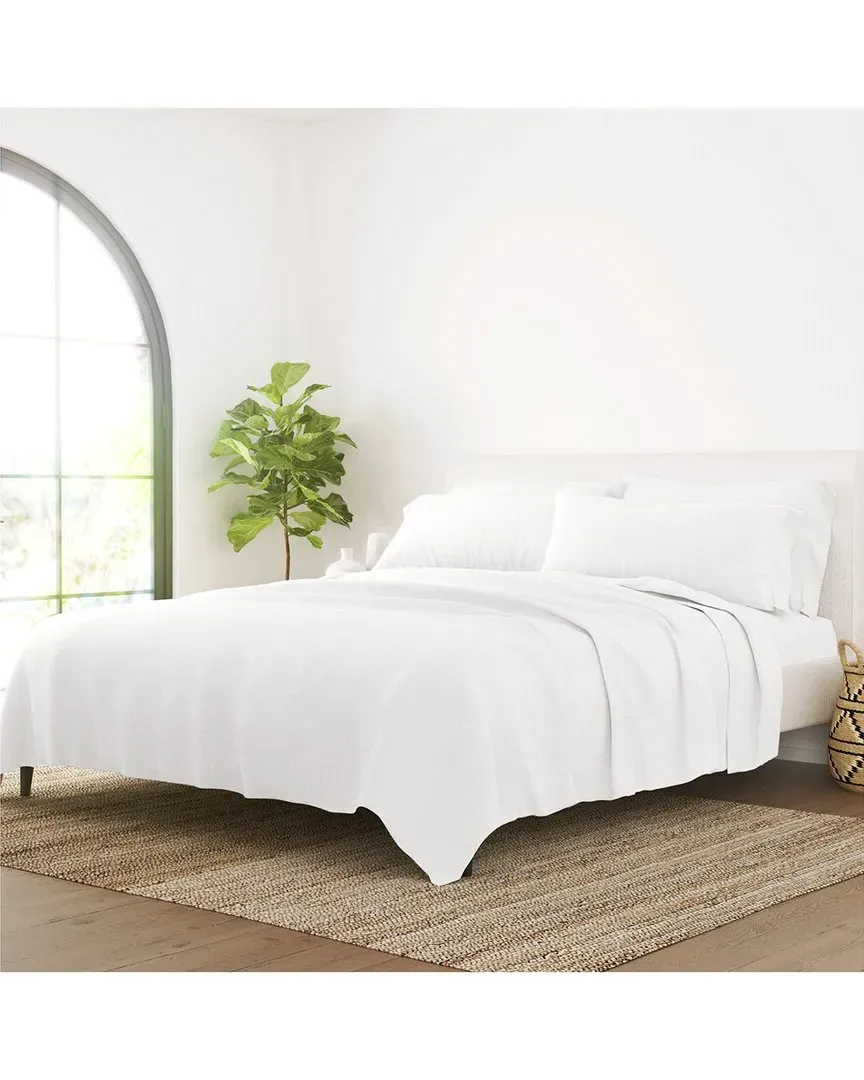 Linen Bamboo Blend 4Pc Sheet Set - White