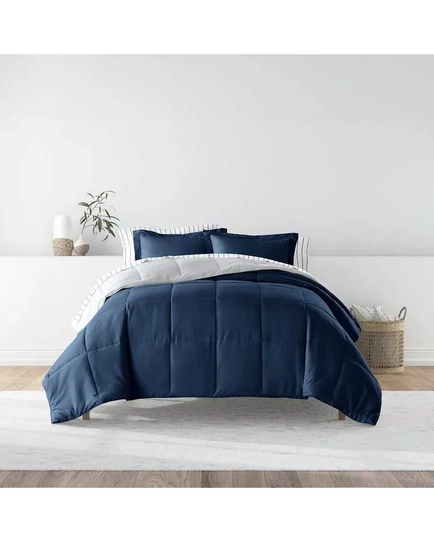 Reversible Comforter & Sheet Set - Navy, Microfiber