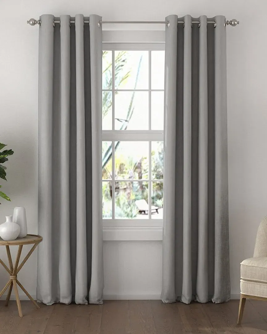 Set of 2 Total Blackout Grommet Curtains - Gray, Linen Blend image