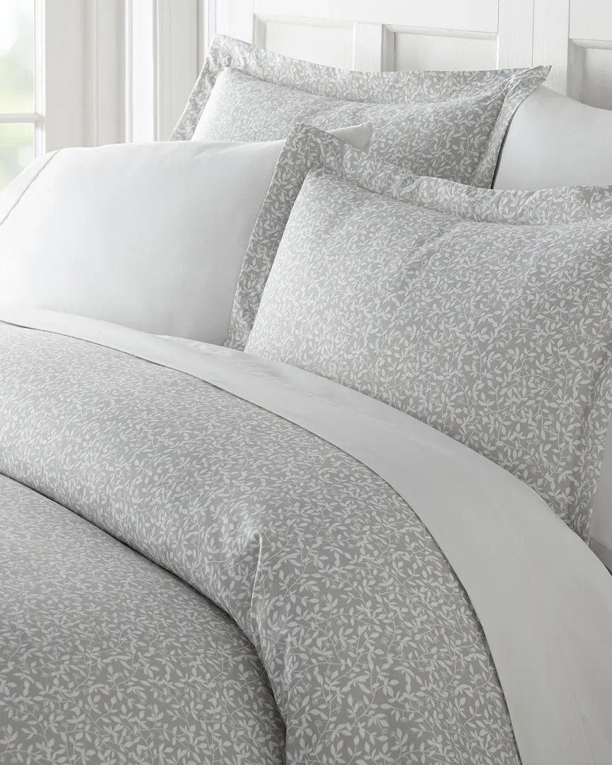 Ultra Soft 3-Piece Vine Trellis Duvet Cover Set - Gray, Microfiber