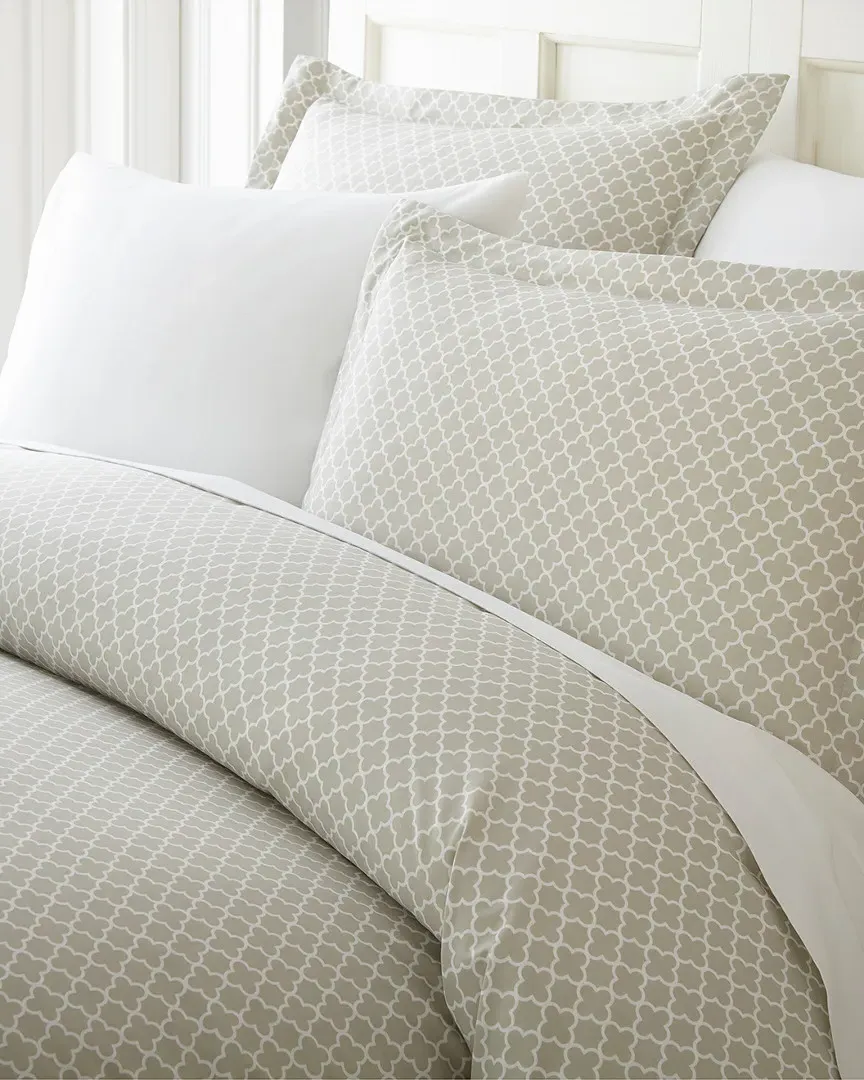 Ultra Soft Quadrafoil Pattern 3-Piece Duvet Cover Set - Gray
