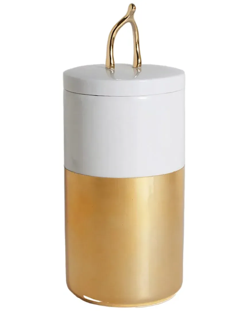 Wishbone Ceramic Canister - Gold, White image