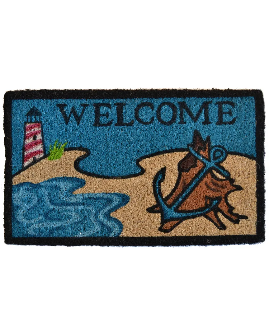 Beach Lighthouse Doormat - Blue, Coir image