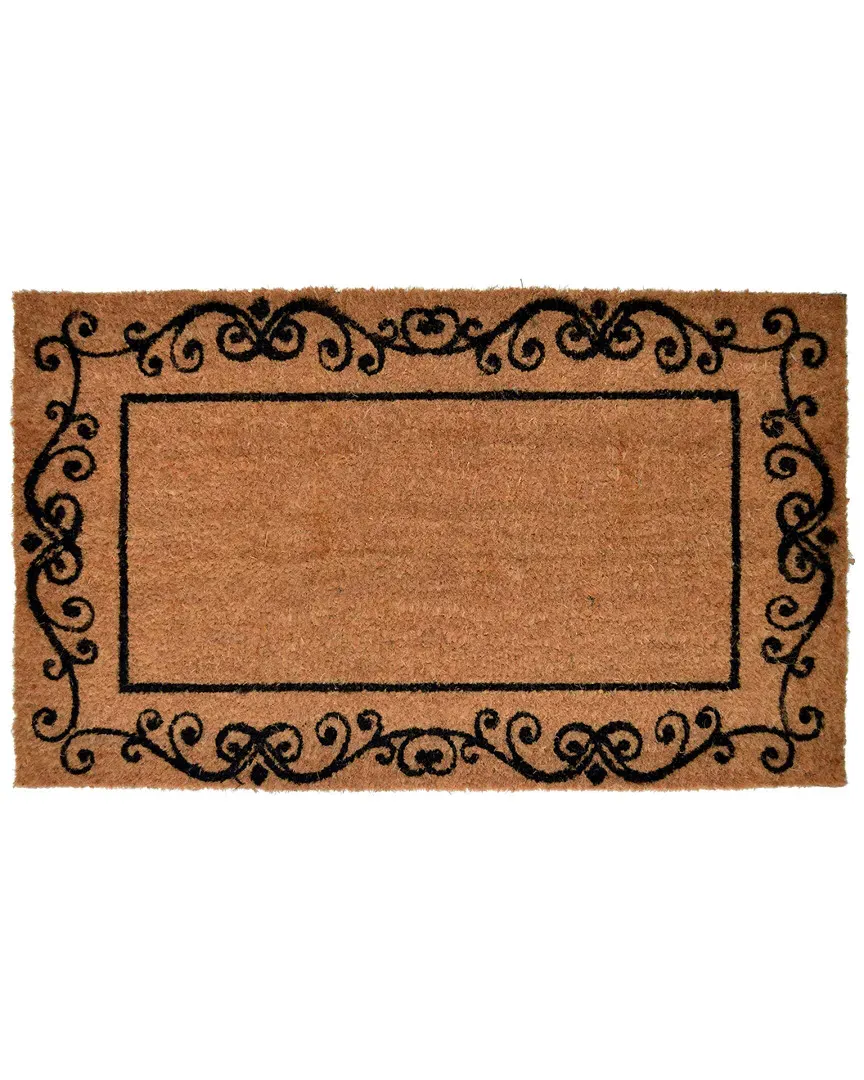 Decorative Border Doormat - Brown