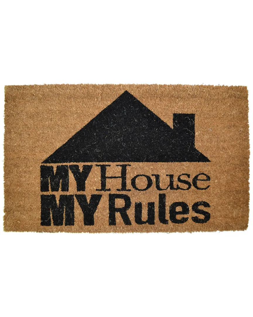 My House My Rules Handmade Doormat - Brown image