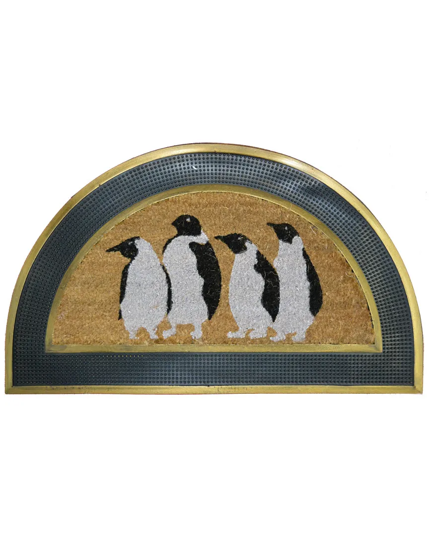 Penguins Half Round Doormat - Brown, Coir