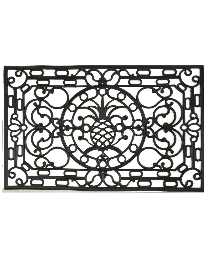 Pineapple Rectangular Doormat - Black, Rubber