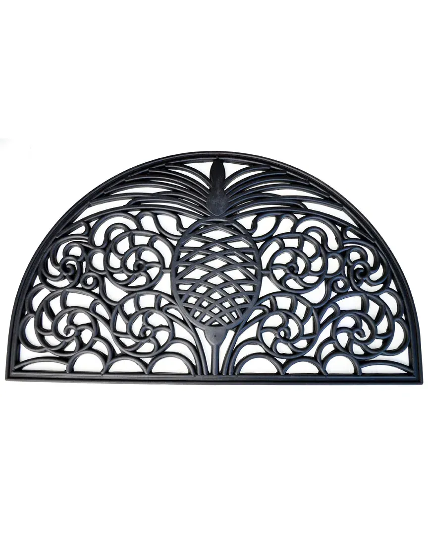Pineapple Semi Circle Doormat - Black, Rubber image